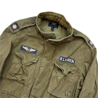 Polo Ralph Lauren Green Military Army Patches Parka Jacket  - L