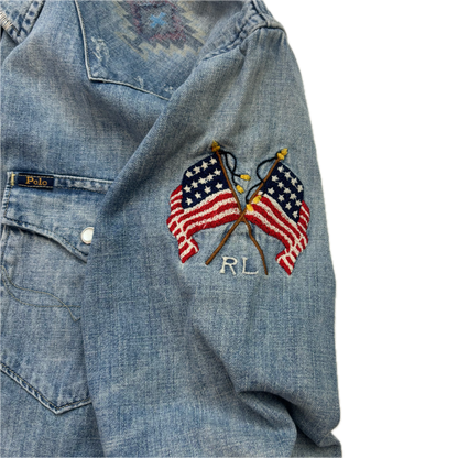 Polo Ralph Lauren Western Painted Distressed Denim Shirt - XL
