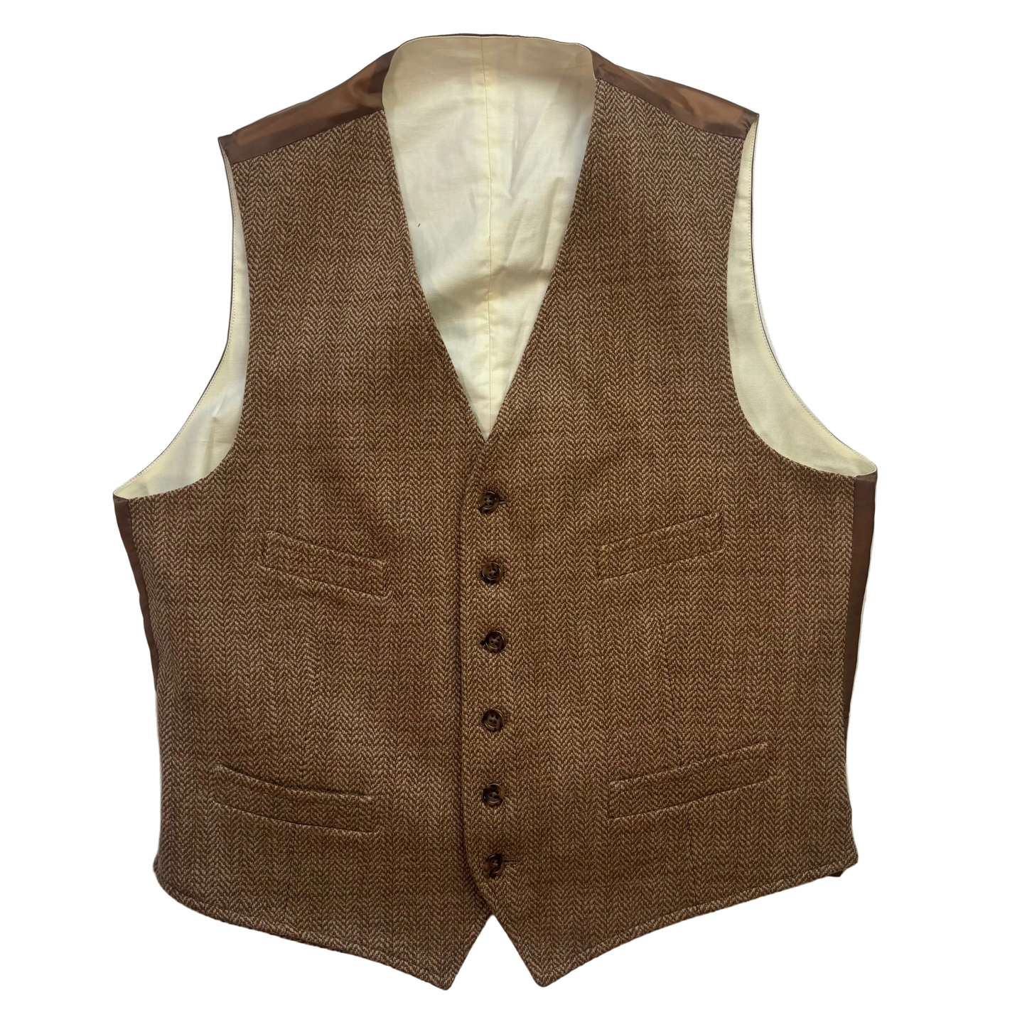 Polo Ralph Lauren Brown Herringbone Waistcoat (Wool Nylon) - 44R