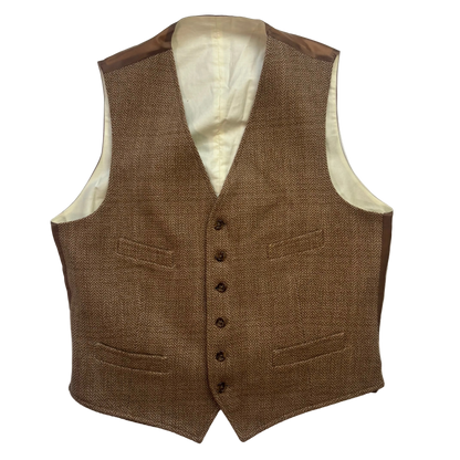 Polo Ralph Lauren Brown Herringbone Waistcoat (Wool Nylon) - 44R