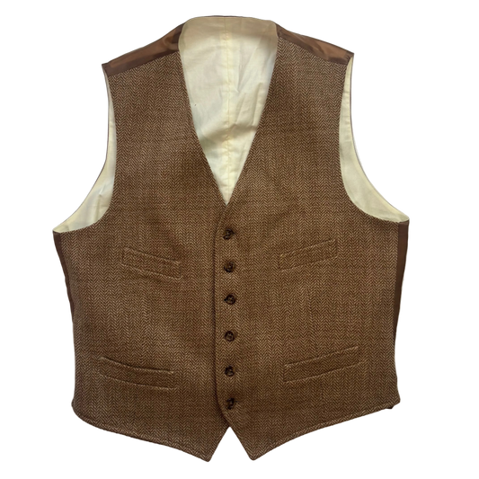Polo Ralph Lauren Brown Herringbone Waistcoat (Wool Nylon) - 44R