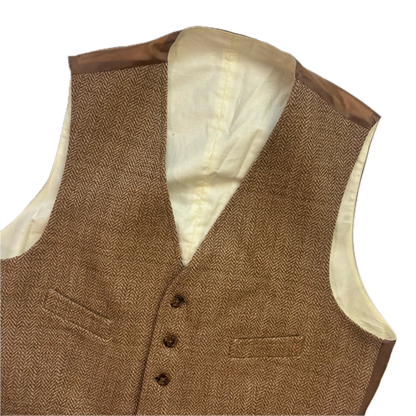 Polo Ralph Lauren Brown Herringbone Waistcoat (Wool Nylon) - 44R