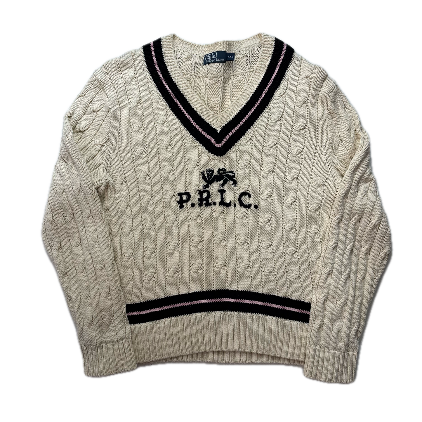 Polo Ralph Lauren Cream PRLC Cricket Jumper Cableknit (Cotton)- XXL