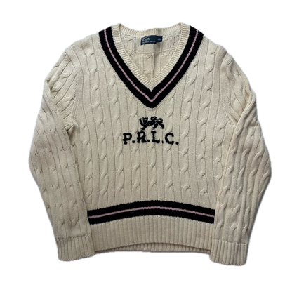 Polo Ralph Lauren Cream PRLC Cricket Jumper Cableknit (Cotton)- XXL
