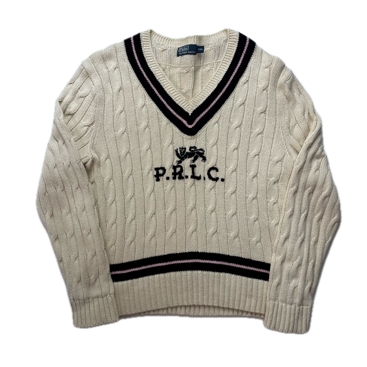 Polo Ralph Lauren Cream PRLC Cricket Jumper Cableknit (Cotton)- XXL