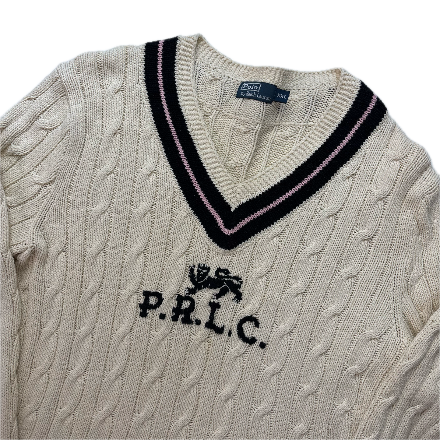 Polo Ralph Lauren Cream PRLC Cricket Jumper Cableknit (Cotton)- XXL