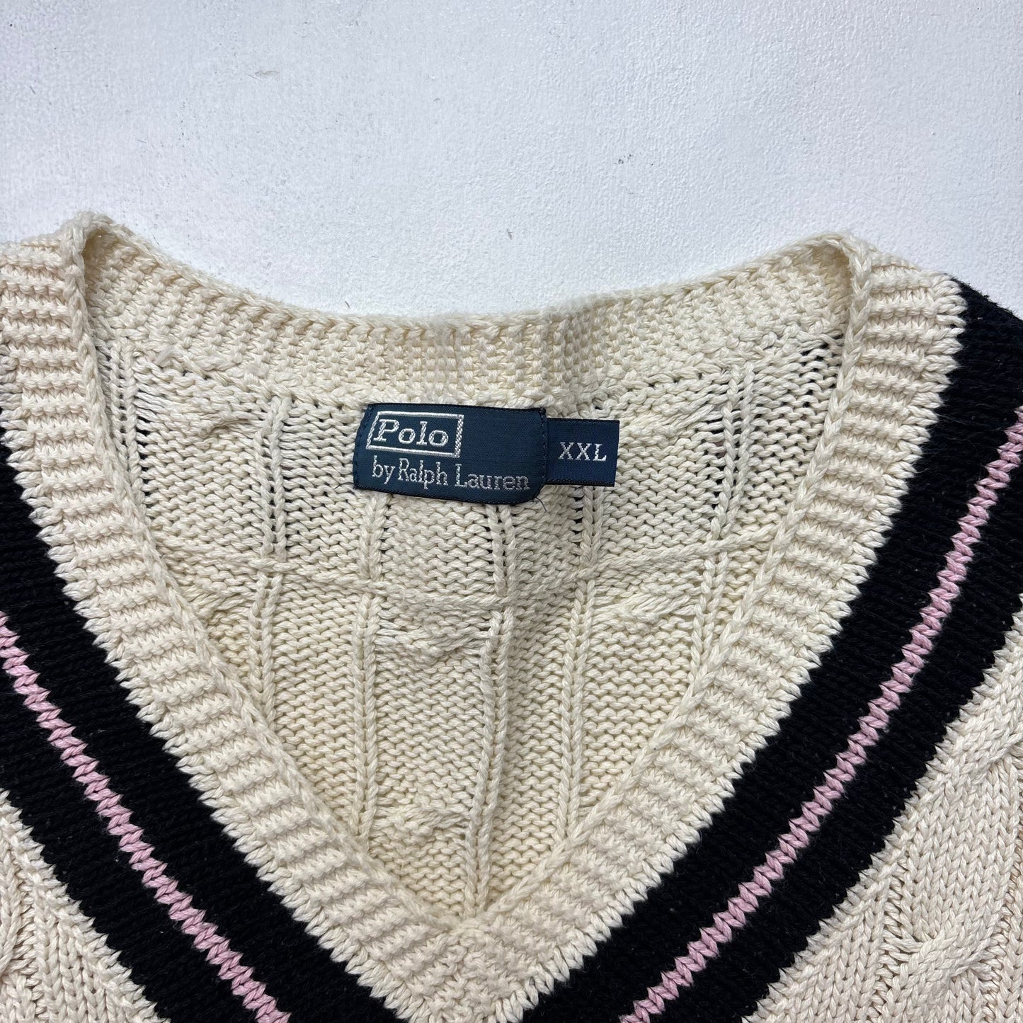 Polo Ralph Lauren Cream PRLC Cricket Jumper Cableknit (Cotton)- XXL