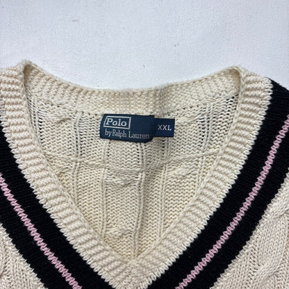 Polo Ralph Lauren Cream PRLC Cricket Jumper Cableknit (Cotton)- XXL