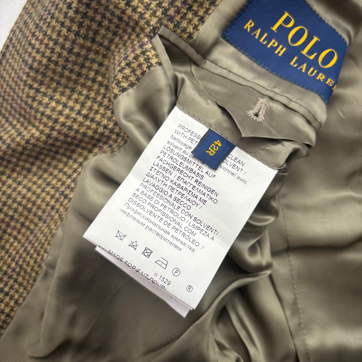 Polo Ralph Lauren Green Houndstooth Tweed Blazer (Wool Cashmere) - 42R