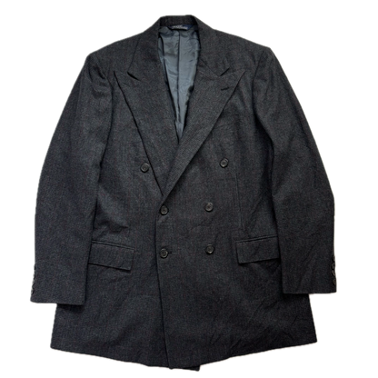 Grey Tweed Double Breast Blazer Sports Coat (Wool) - 44X