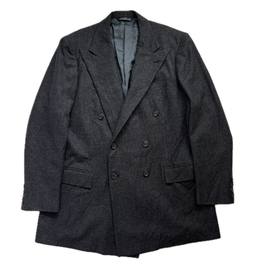 Grey Tweed Double Breast Blazer Sports Coat (Wool) - 44X