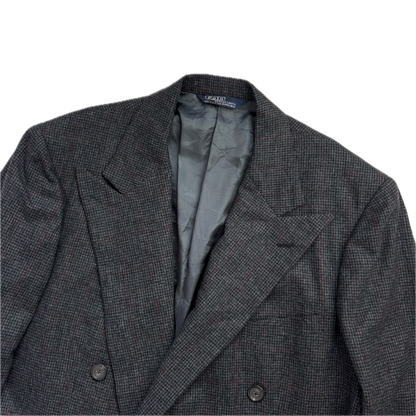 Grey Tweed Double Breast Blazer Sports Coat (Wool) - 44X