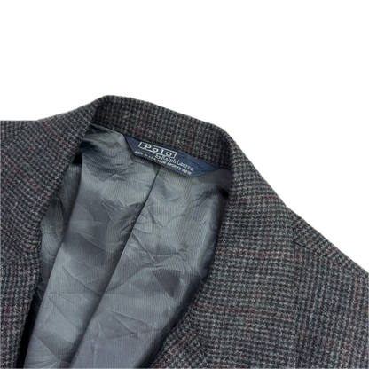 Grey Tweed Double Breast Blazer Sports Coat (Wool) - 44X