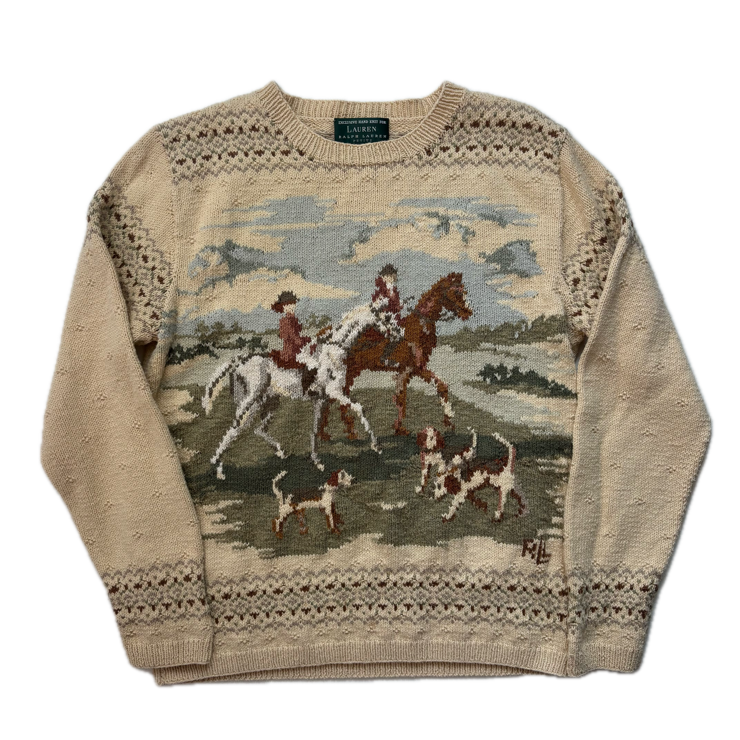 Lauren Hand Knit Hunting Equestrian Jumper (Cotton Linen) - S