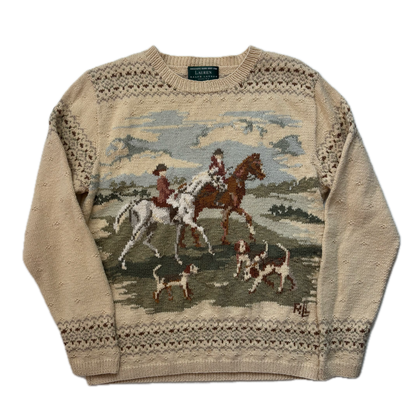 Lauren Hand Knit Hunting Equestrian Jumper (Cotton Linen) - S