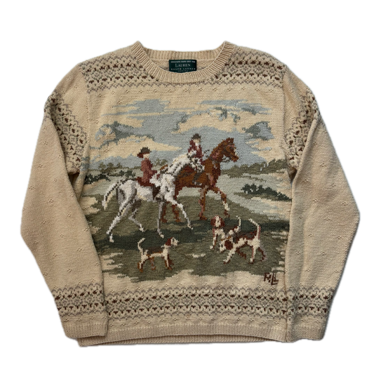 Lauren Hand Knit Hunting Equestrian Jumper (Cotton Linen) - S