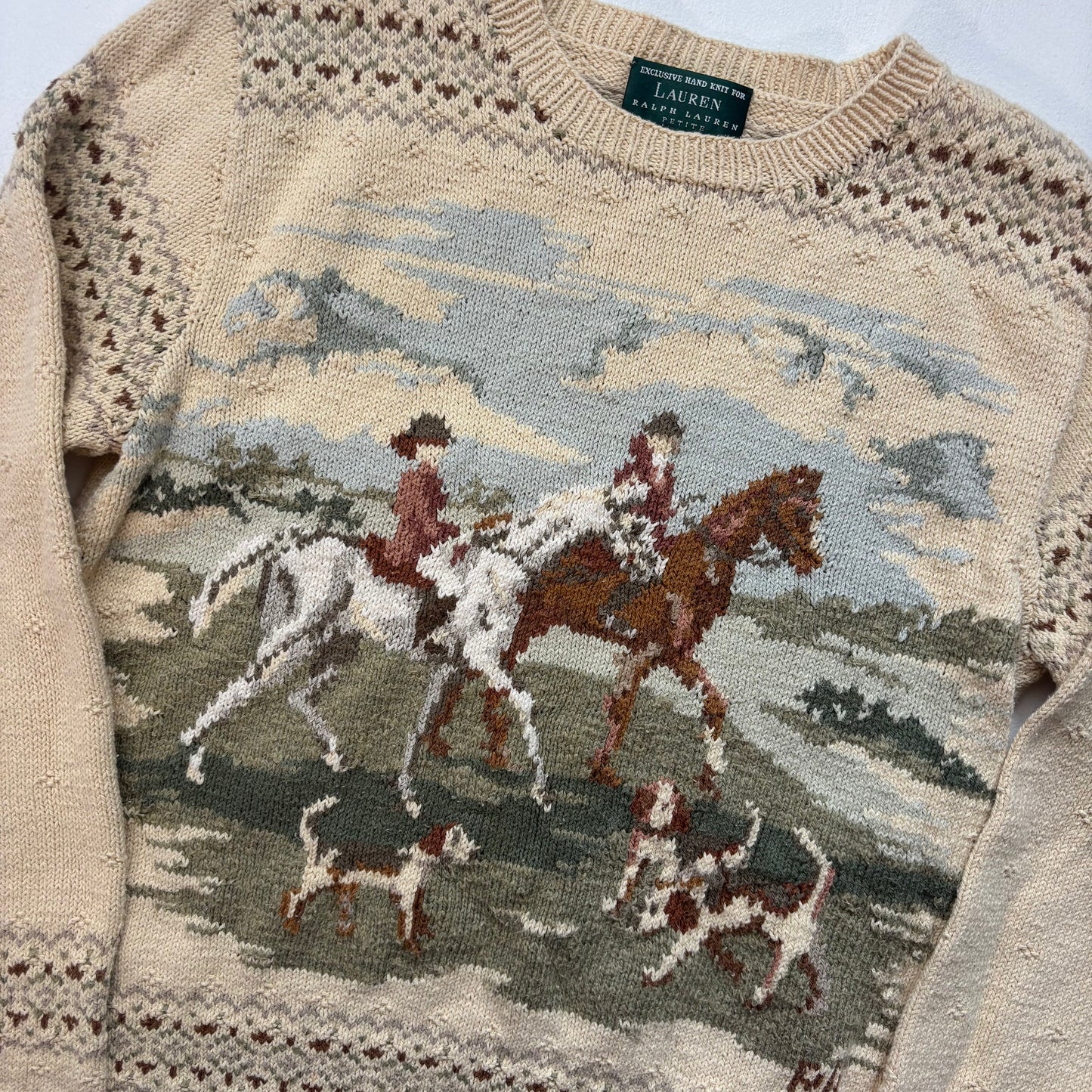 Lauren Hand Knit Hunting Equestrian Jumper (Cotton Linen) - S