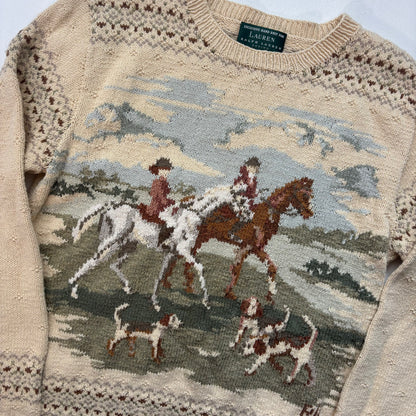Lauren Hand Knit Hunting Equestrian Jumper (Cotton Linen) - S
