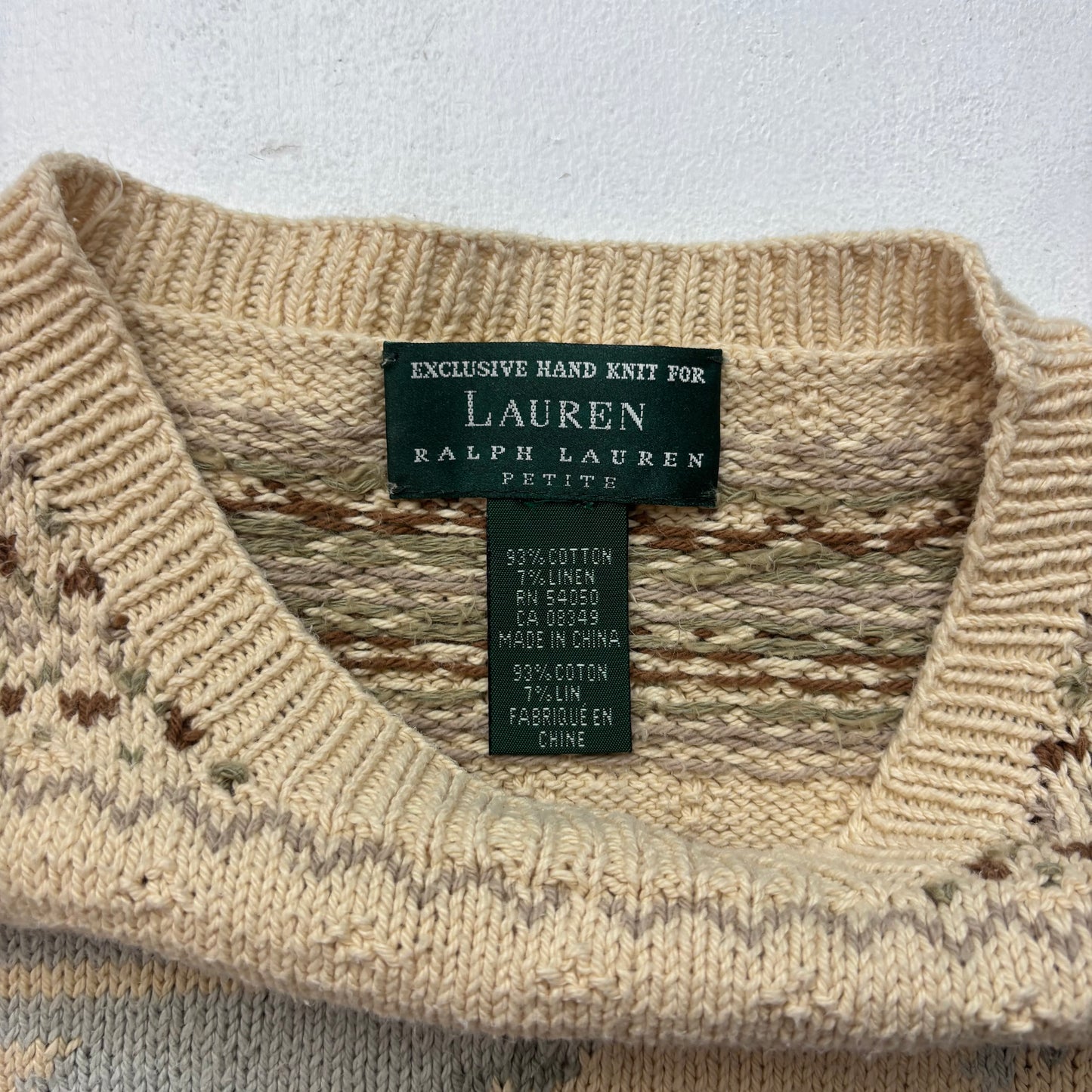 Lauren Hand Knit Hunting Equestrian Jumper (Cotton Linen) - S