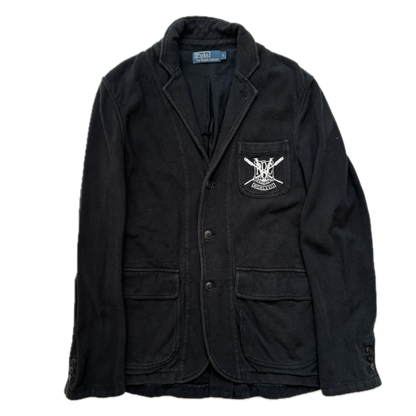 Polo Ralph Lauren Black Mesh Crest Rowing Sports Jacket Blazer - S
