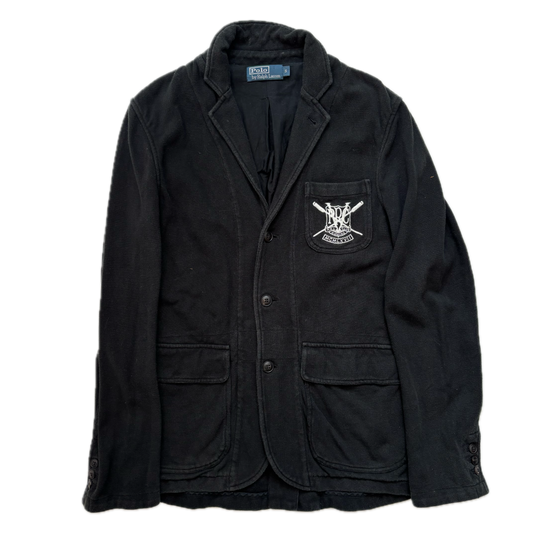 Polo Ralph Lauren Black Mesh Crest Rowing Sports Jacket Blazer - S