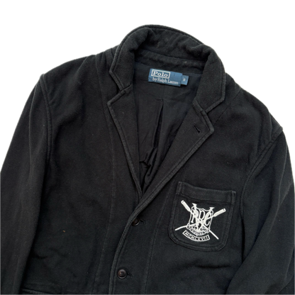 Polo Ralph Lauren Black Mesh Crest Rowing Sports Jacket Blazer - S