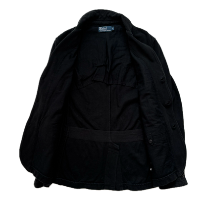 Polo Ralph Lauren Black Mesh Crest Rowing Sports Jacket Blazer - S