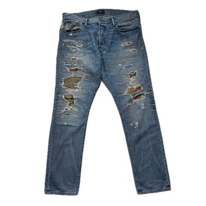 Polo Ralph Lauren Sullivan Slim Jeans Camo Patchwork Distressed - 36x32