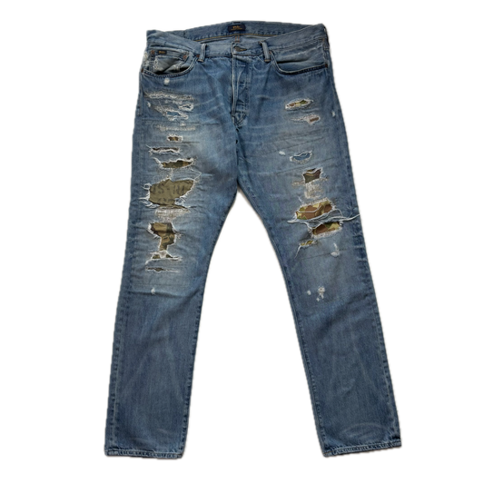 Polo Ralph Lauren Sullivan Slim Jeans Camo Patchwork Distressed - 36x32