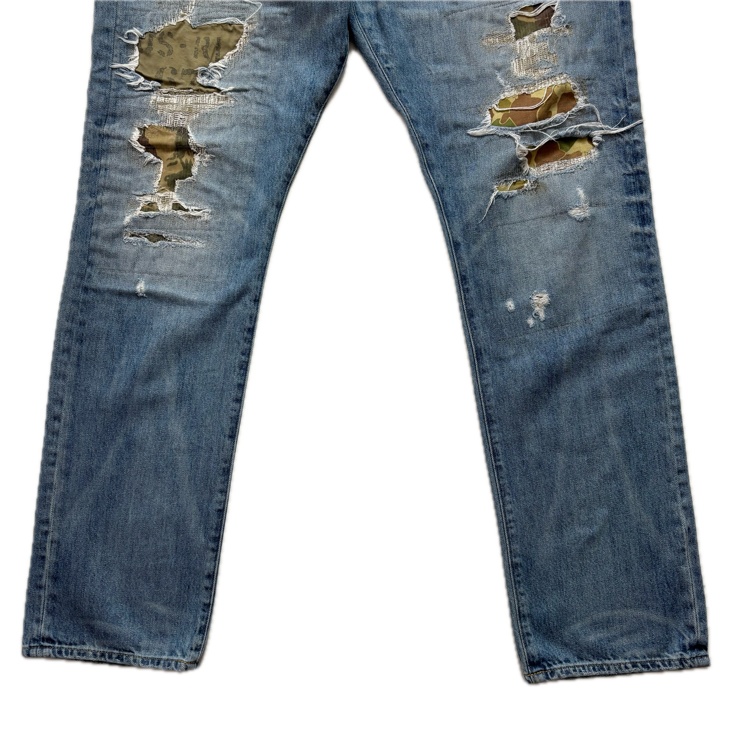 Polo Ralph Lauren Sullivan Slim Jeans Camo Patchwork Distressed - 36x32