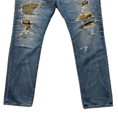 Polo Ralph Lauren Sullivan Slim Jeans Camo Patchwork Distressed - 36x32