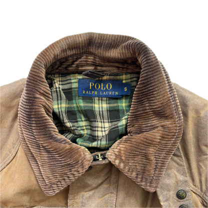 Polo Ralph Lauren Brown Oil Cloth Waxed Belted Motorcycle Jacket - S