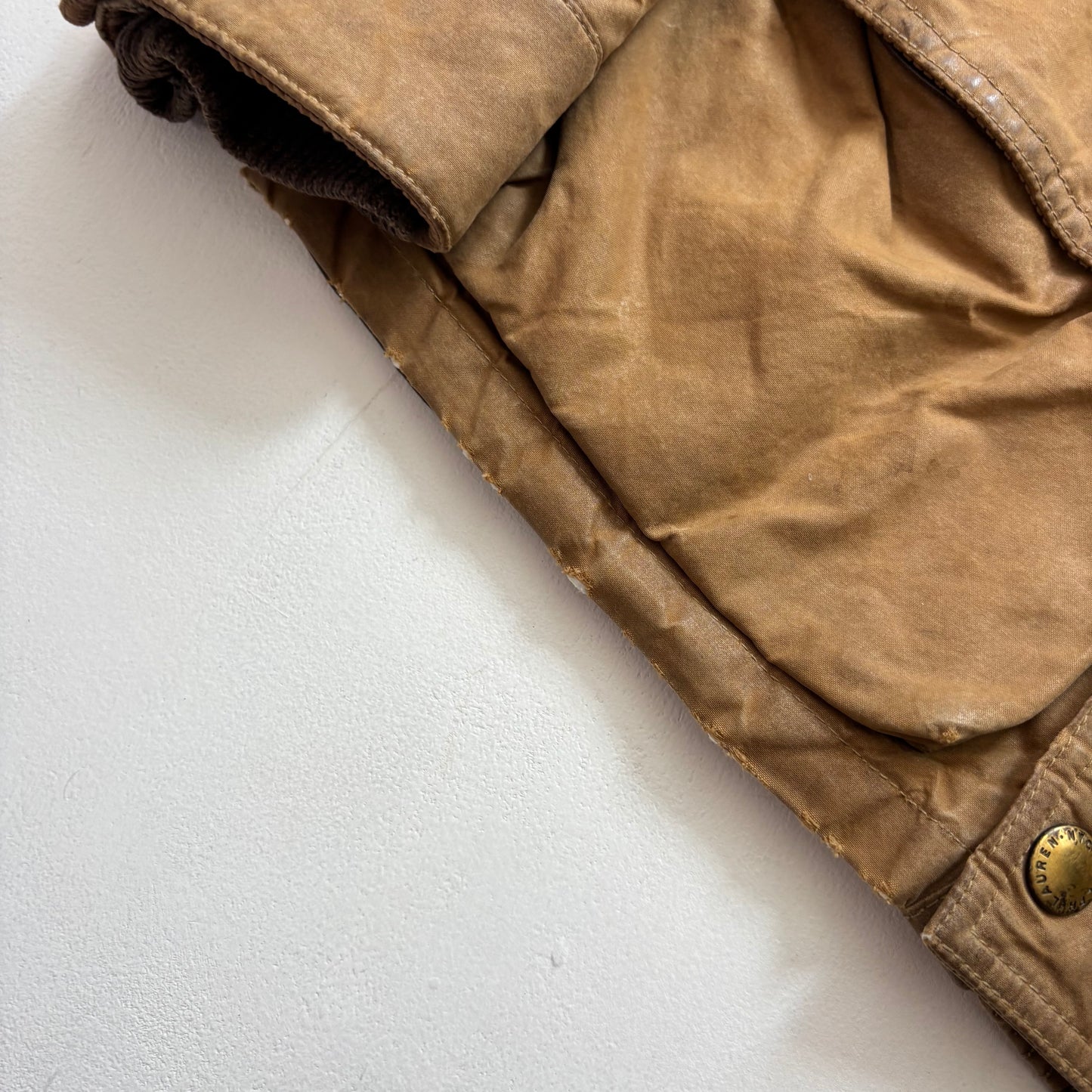 Polo Ralph Lauren Brown Oil Cloth Waxed Belted Motorcycle Jacket - S