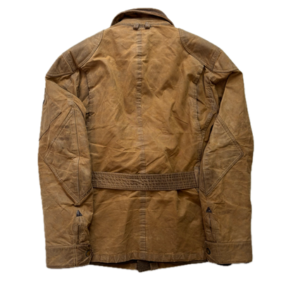 Polo Ralph Lauren Brown Oil Cloth Waxed Belted Motorcycle Jacket - S
