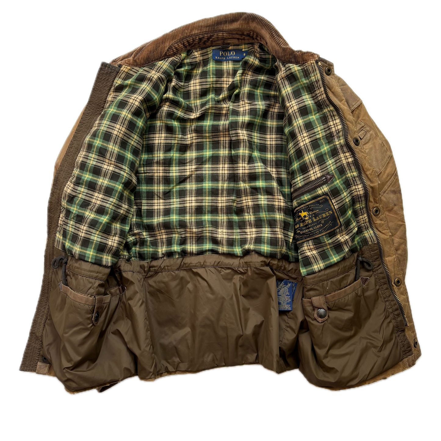 Polo Ralph Lauren Brown Oil Cloth Waxed Belted Motorcycle Jacket - S