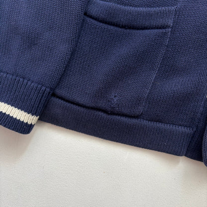 Polo Ralph Lauren Letterman Patch Cardigan Navy Striped - L