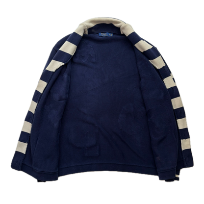 Polo Ralph Lauren Letterman Patch Cardigan Navy Striped - L