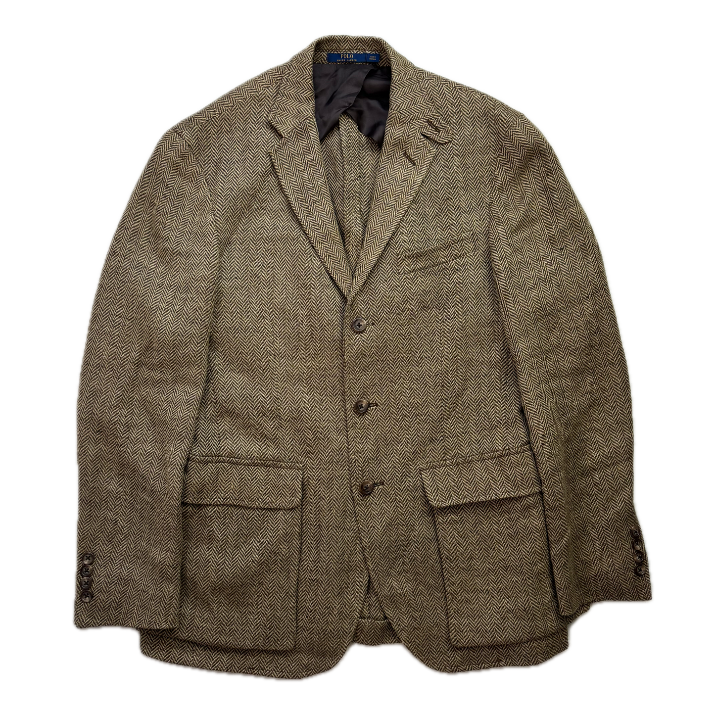 Polo Ralph Lauren Brown Herringbone Blazer Latch Collar (Linen Silk) - 38R (40)