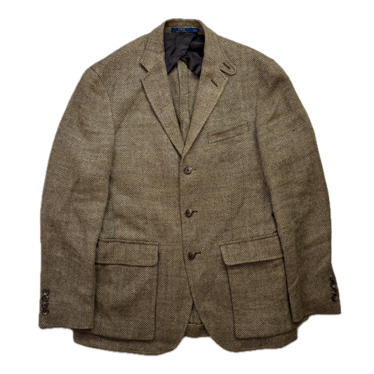 Polo Ralph Lauren Brown Herringbone Blazer Latch Collar (Linen Silk) - 38R (40)
