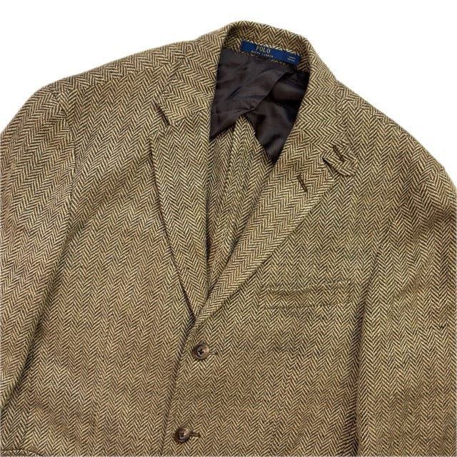 Polo Ralph Lauren Brown Herringbone Blazer Latch Collar (Linen Silk) - 38R (40)