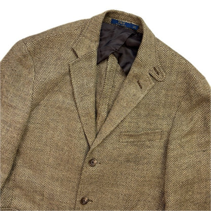 Polo Ralph Lauren Brown Herringbone Blazer Latch Collar (Linen Silk) - 38R (40)