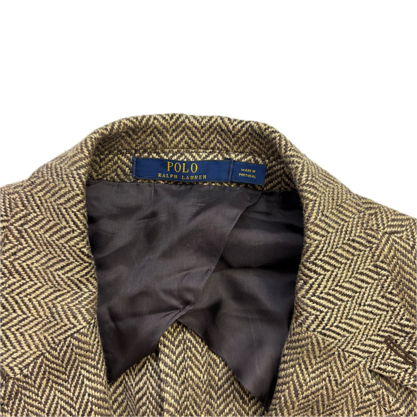 Polo Ralph Lauren Brown Herringbone Blazer Latch Collar (Linen Silk) - 38R (40)