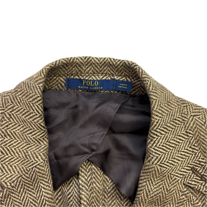 Polo Ralph Lauren Brown Herringbone Blazer Latch Collar (Linen Silk) - 38R (40)