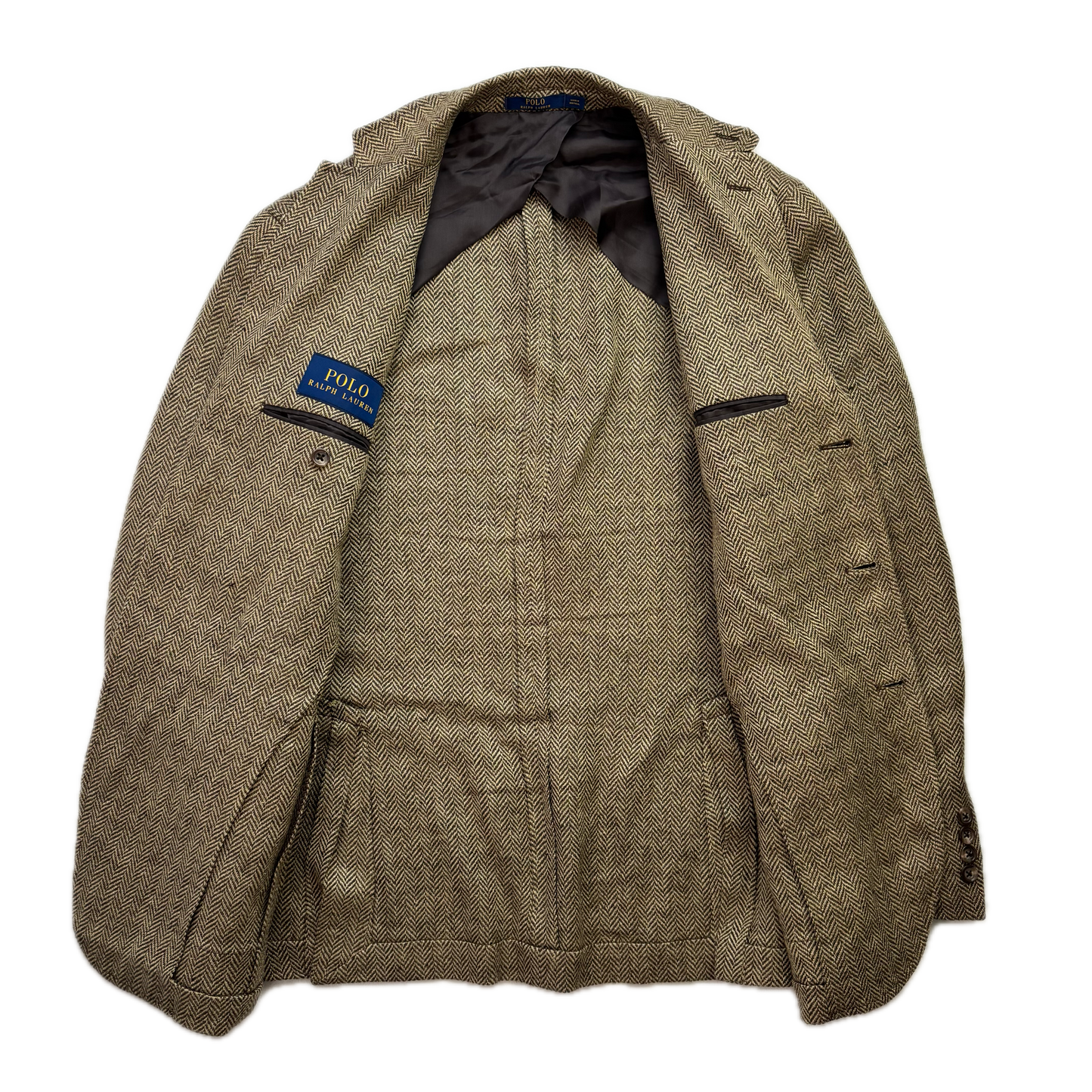Polo Ralph Lauren Brown Herringbone Blazer Latch Collar (Linen Silk) - 38R (40)