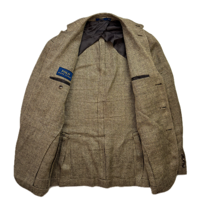 Polo Ralph Lauren Brown Herringbone Blazer Latch Collar (Linen Silk) - 38R (40)