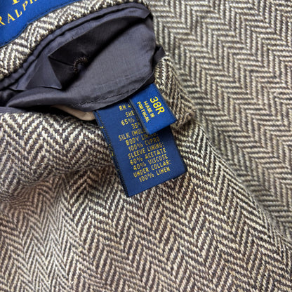 Polo Ralph Lauren Brown Herringbone Blazer Latch Collar (Linen Silk) - 38R (40)
