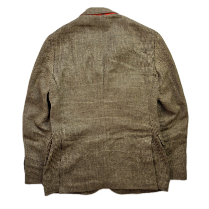 Polo Ralph Lauren Brown Herringbone Blazer Latch Collar (Linen Silk) - 38R (40)