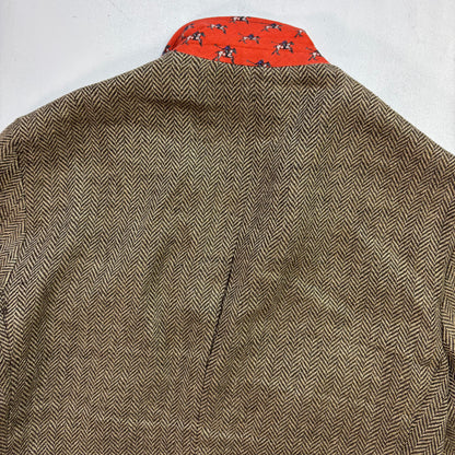 Polo Ralph Lauren Brown Herringbone Blazer Latch Collar (Linen Silk) - 38R (40)