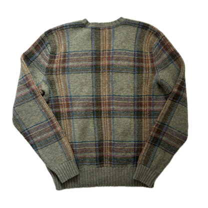 Polo Ralph Lauren Plaid Green Jumper V-Neck Sweater (Wool Alpaca) - L
