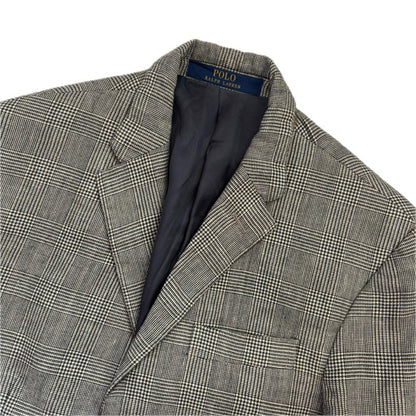 Grey Glen Plaid Check Suit Blazer & Trousers (Flax Wool) - 38R